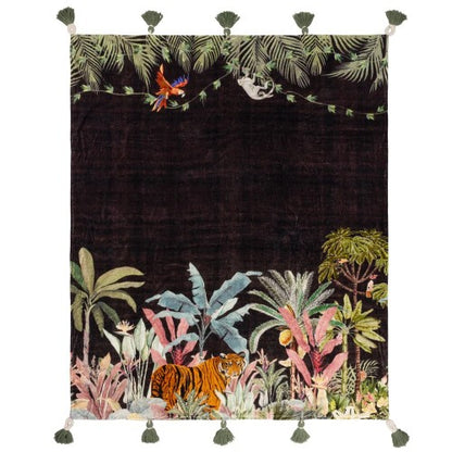 Front - Wylder Midnight Velvet Jungle Tassel Throw