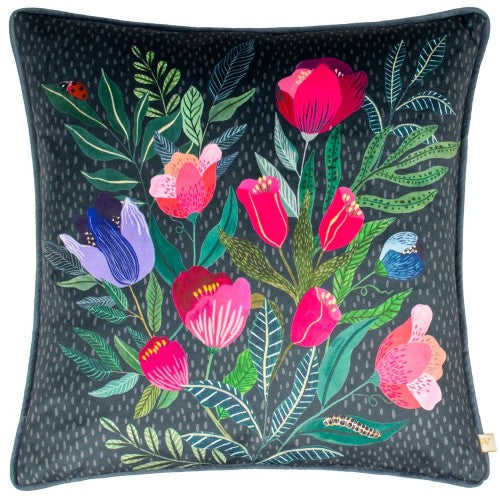 Front - Wylder Nature Wild Gardens Posies Velvet Cushion Cover