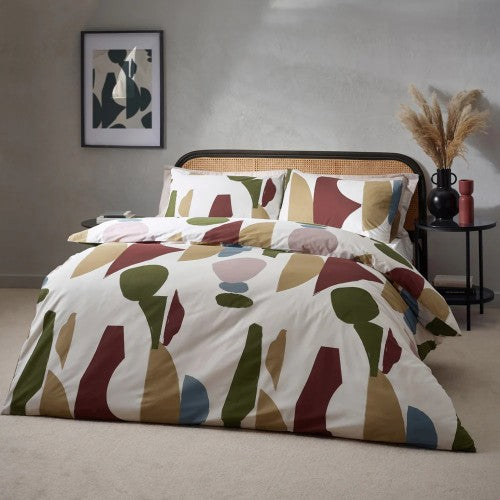 Front - Hoem Meta Cotton Abstract Duvet Cover Set