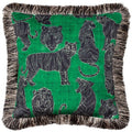 Front - Furn Wildcat Fringed Velvet Tiger Cushion Cover