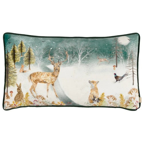Front - Evans Lichfield Piped Velvet Stag Cushion Cover
