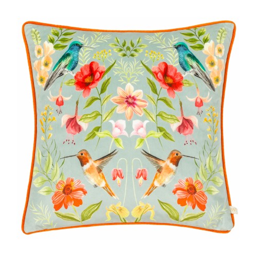 Front - Wylder Nectar Contrast Piping Velvet Blossom Cushion Cover