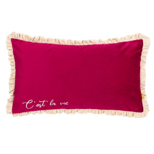 Front - Furn Cest La Vie Embroidered Cushion Cover