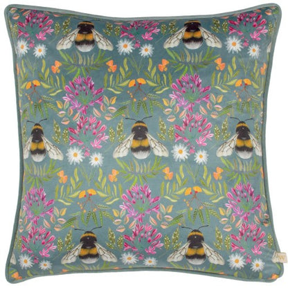 Front - Wylder Nature House of Bloom Zinnia Bee Piped Cushion Cover