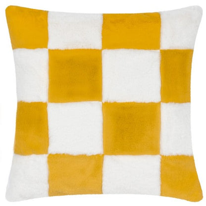 Front - Heya Home Cozee Faux Fur Checked Cushion Cover