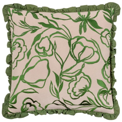 Front - Wylder Albera Floral Embroidery Cushion Cover