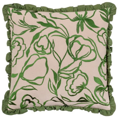 Front - Wylder Albera Floral Embroidery Cushion Cover