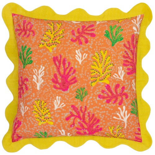Front - Furn Scalloped Coral Cushion Cover