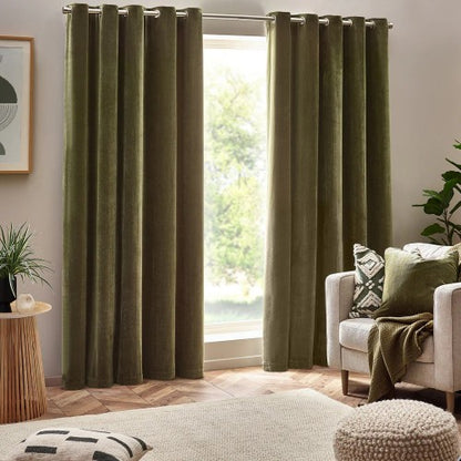 Front - Yard Chenille Velvet Eyelet Curtains