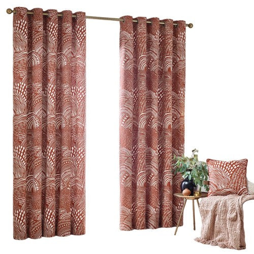 Front - Hoem Nola Abstract Eyelet Curtains (Pack of 2)