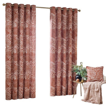 Front - Hoem Nola Abstract Eyelet Curtains (Pack of 2)