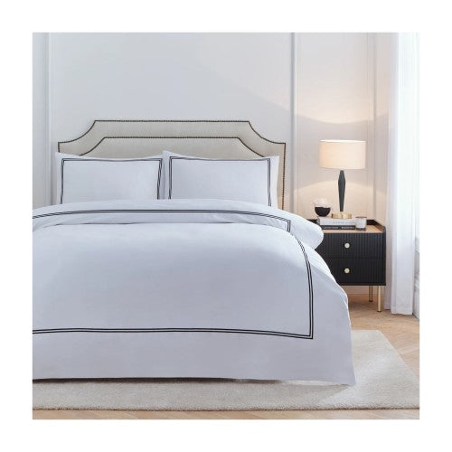 Front - Paoletti Elara Reversible Cotton Embroidered Duvet Cover Set