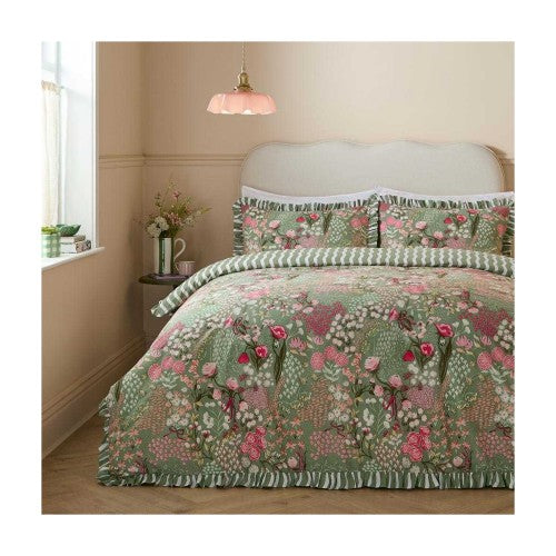 Front - Furn Gardenia Reversible Ruffled Duvet Cover Set