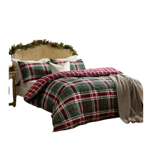 Front - Wylder Braemar Brushed Checked Reversible Duvet Cover Set