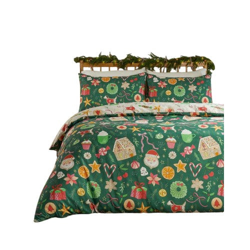Front - Duvet Day Festive Treats Reversible Soft Touch Printed Christmas Duvet Cover Set