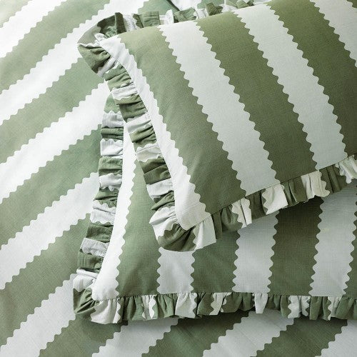Front - Wylder Birdie Ruffles Striped Pillowcase