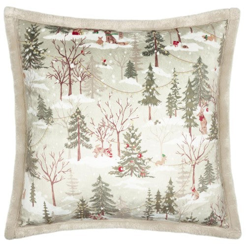 Front - Furn Forest Festivities Velvet Cushion Cover