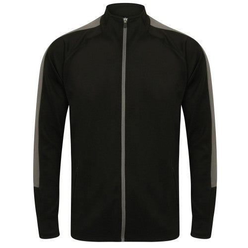 White - Front - Finden & Hales Mens Contrast Panel Knitted Tracksuit Top