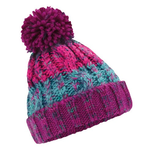Front - Beechfield Childrens/Kids Corkscrew Pom Pom Beanie