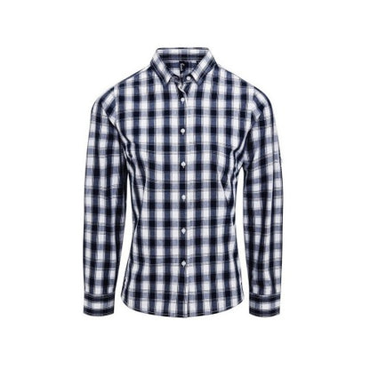 Front - Premier Womens/Ladies Mulligan Checked Long-Sleeved Shirt