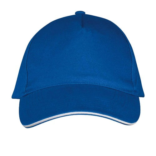 Front - Beechfield Classic 5 Panel Organic Cotton Sandwich Peak Baseball Cap