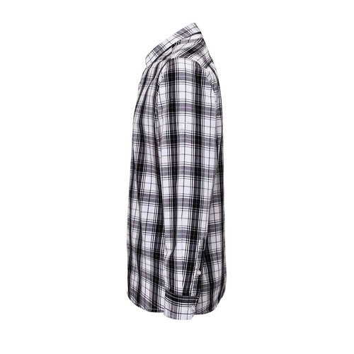 Black-White - Back - Premier Mens Ginmill Checked Long-Sleeved Shirt