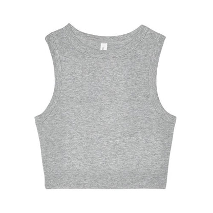 Front - Bella + Canvas Womens/Ladies Heather Micro-Rib Cropped Muscle Tank Top