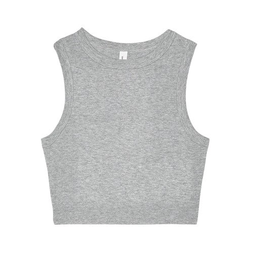 Front - Bella + Canvas Womens/Ladies Heather Micro-Rib Cropped Muscle Tank Top