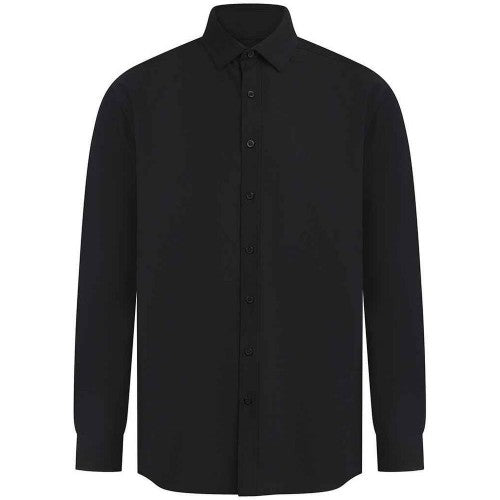 Front - Henbury Womens/Ladies Cotton Feel CoolPlus Long-Sleeved Shirt