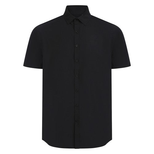 Front - Henbury Mens Cotton Feel CoolPlus Short-Sleeved Shirt