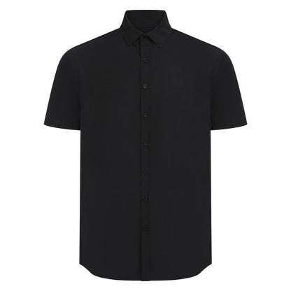 Front - Henbury Mens Cotton Feel CoolPlus Short-Sleeved Shirt