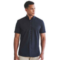 Front - Henbury Mens Cotton Feel CoolPlus Short-Sleeved Shirt
