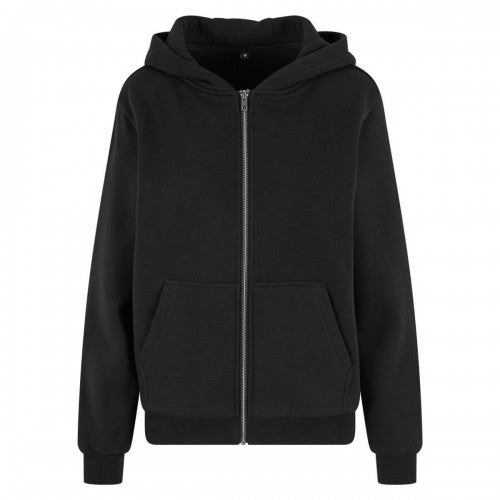 Heather Grey - Front - Build Your Brand Womens-Ladies Fluffy Full Zip Hoodie
