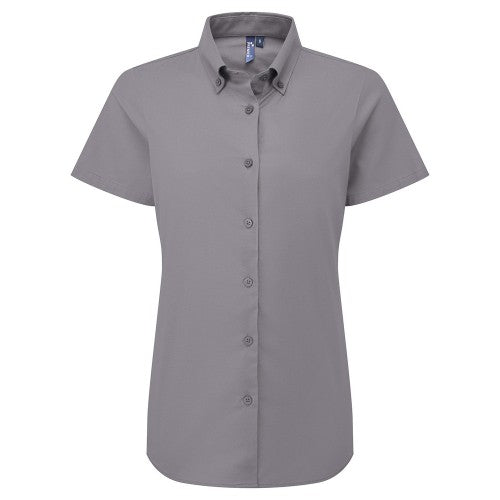 Front - Premier Womens/Ladies Supreme Oxford Short-Sleeved Formal Shirt