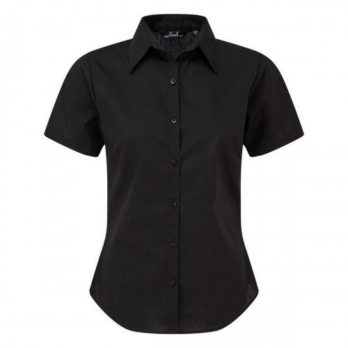 Front - Premier Short Sleeve Poplin Blouse / Plain Work Shirt