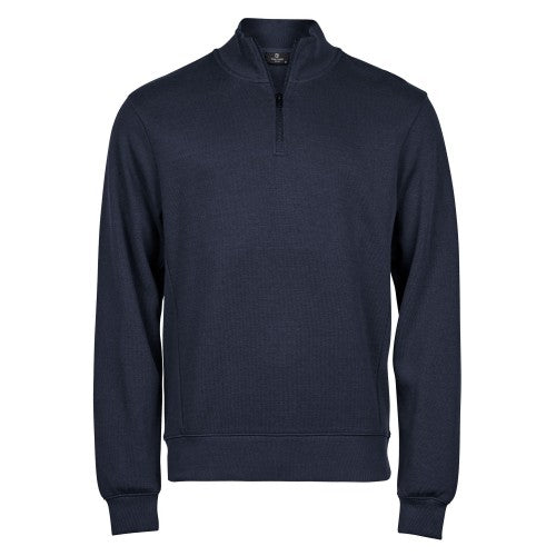 Front - Tee Jays Mens Ribbed Interlock Half Zip Sweatshirt