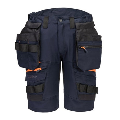 Front - Portwest Mens DX444 Detachable Holster Pocket Work Shorts