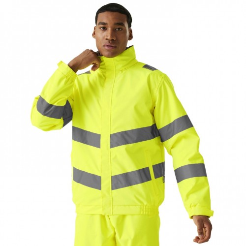 Front - Regatta Professional Mens Pro Contract Dover Hi-Vis Jacket