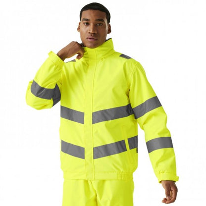 Front - Regatta Professional Mens Pro Contract Dover Hi-Vis Jacket