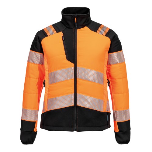 Front - Portwest Womens/Ladies Hybrid Baffled Hi-Vis Jacket