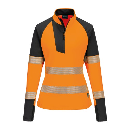 Front - Portwest Womens/Ladies PW3 Hi-Vis Quarter Zip Jacket