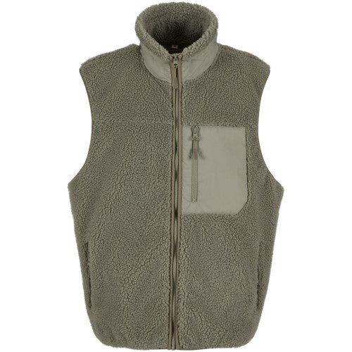 Front - Build Your Brand Mens Bonded Sherpa Gilet