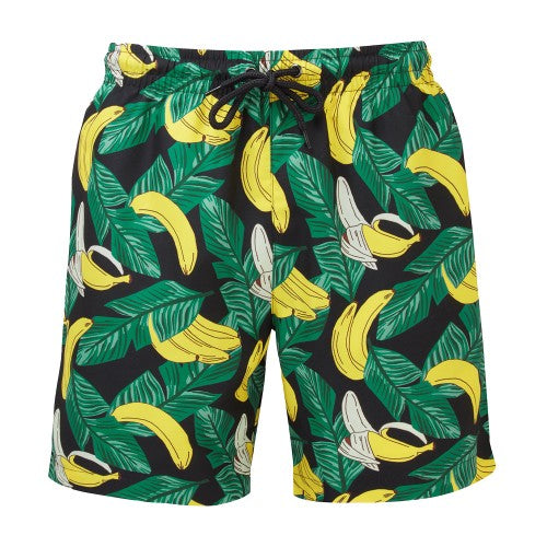 Front - Wombat Mens Banana All-Over Print Swim Shorts