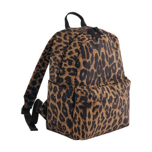 Front - Bagbase Leopard Print Mini Backpack