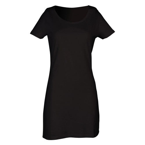 Navy - Front - SF Womens-Ladies Plain Cotton T-Shirt Dress