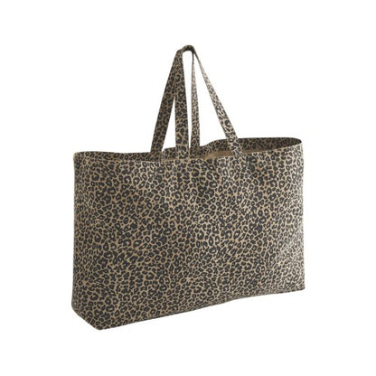Front - Westford Mill Leopard Print Canvas Oversized Tote Bag