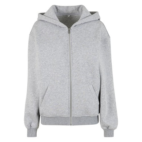 Front - Build Your Brand Womens/Ladies Loose Fit Full Zip Hoodie