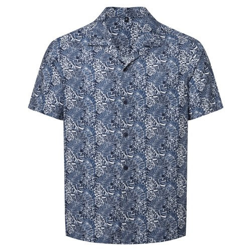 Front - Wombat Mens Leaf Print Relaxed Fit Shirt