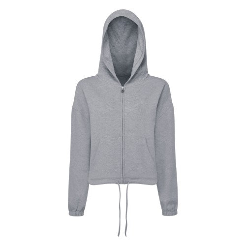 Pink - Front - TriDri Womens-Ladies Recycled Drawstring Oversized Full Zip Hoodie