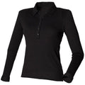 Front - Skinni Fit Ladies/Womens Long Sleeve Stretch Polo Shirt